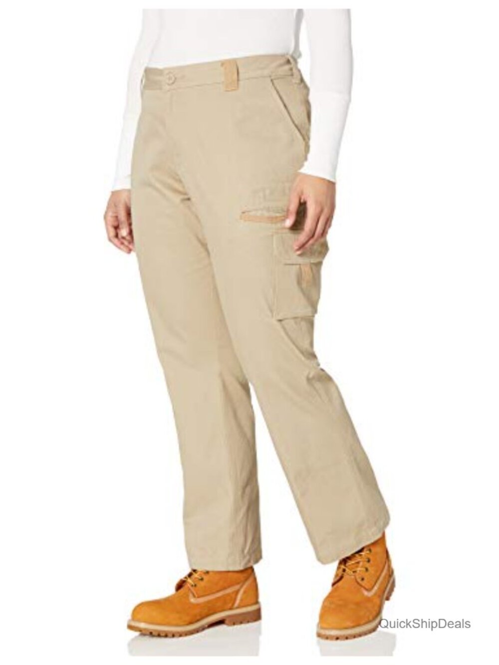 Plus Size Relaxed Cargo Pants Women's Cotton Twill Straight Leg
